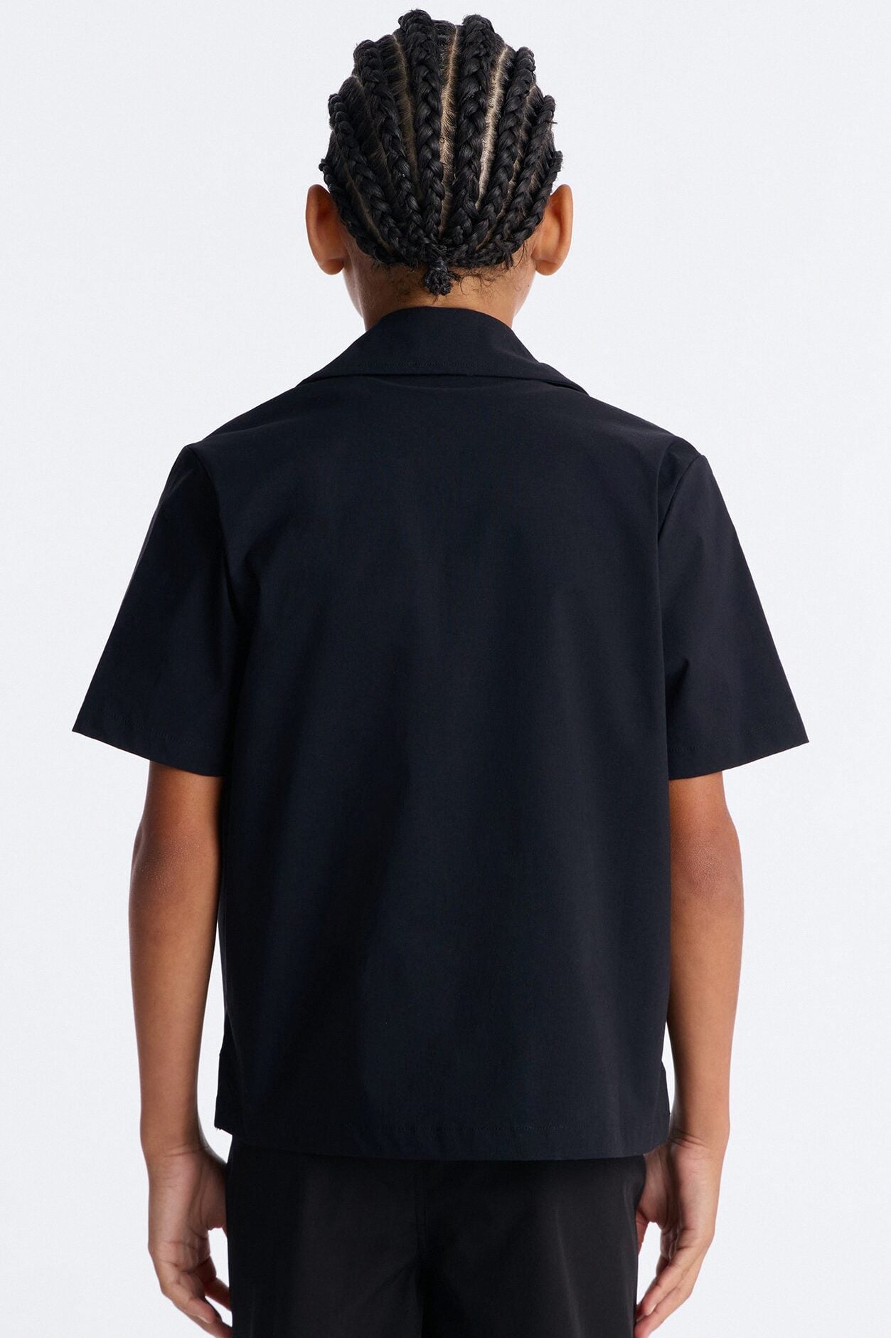 Mini Montez Cuban Collar Button Up Shirt - Black image 3