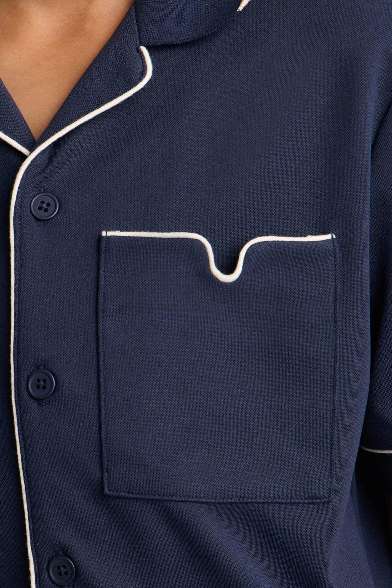 Mini Noir Cuban Collar Shirt - Navy image 3