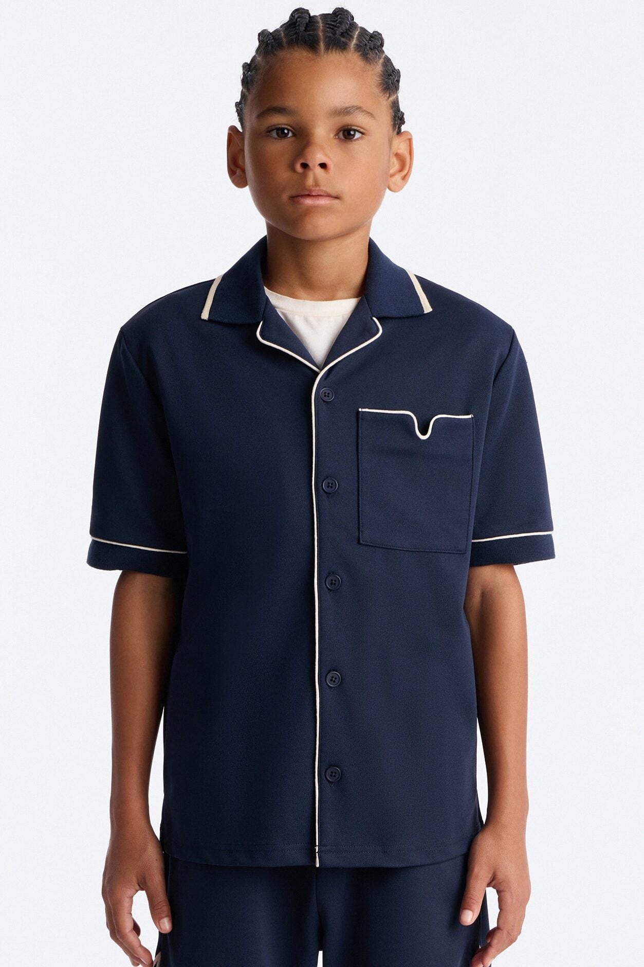 Mini Noir Cuban Collar Shirt - Navy image 2