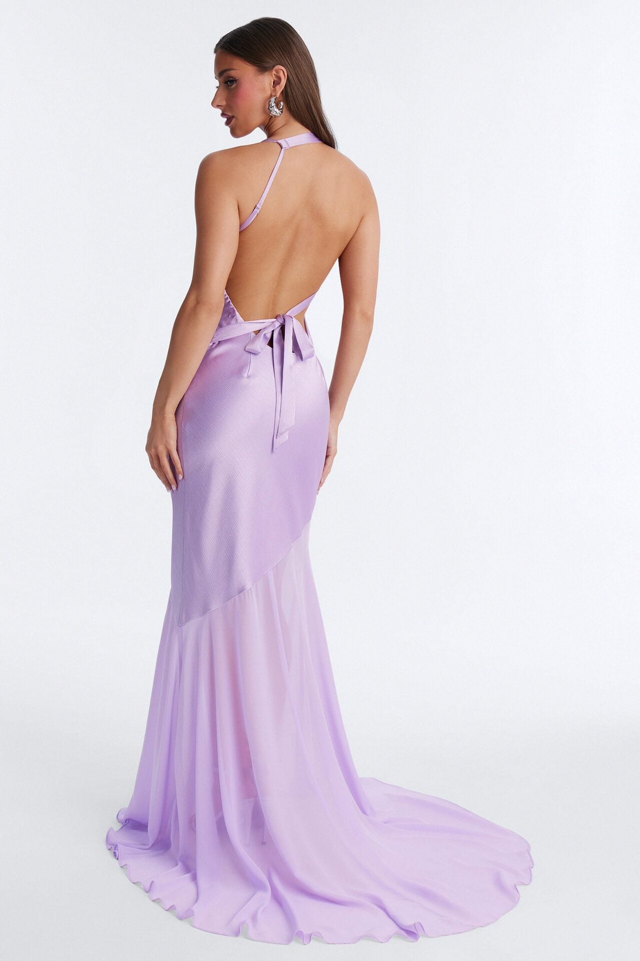 Chasey Backless Satin Gown - Lavender image 4