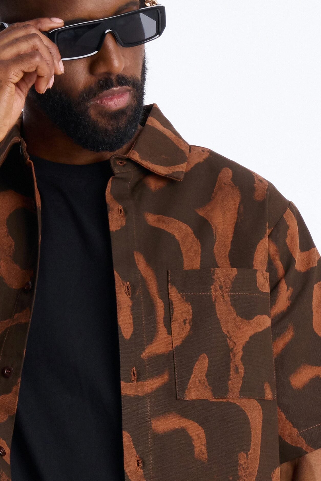 Drizzled Button Up Shirt - Rust image 3