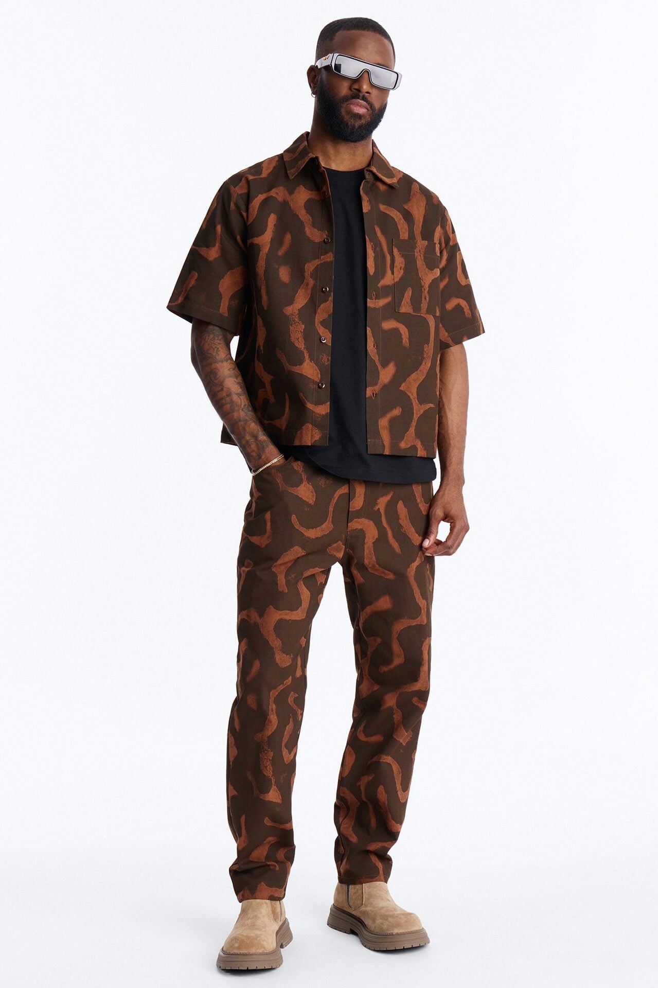 Drizzled Button Up Shirt - Rust image 2