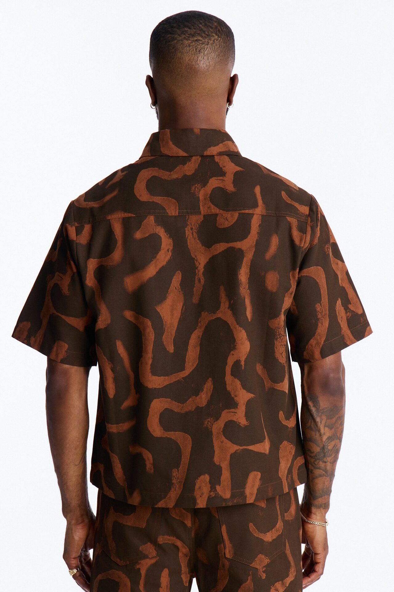 Drizzled Button Up Shirt - Rust image 4