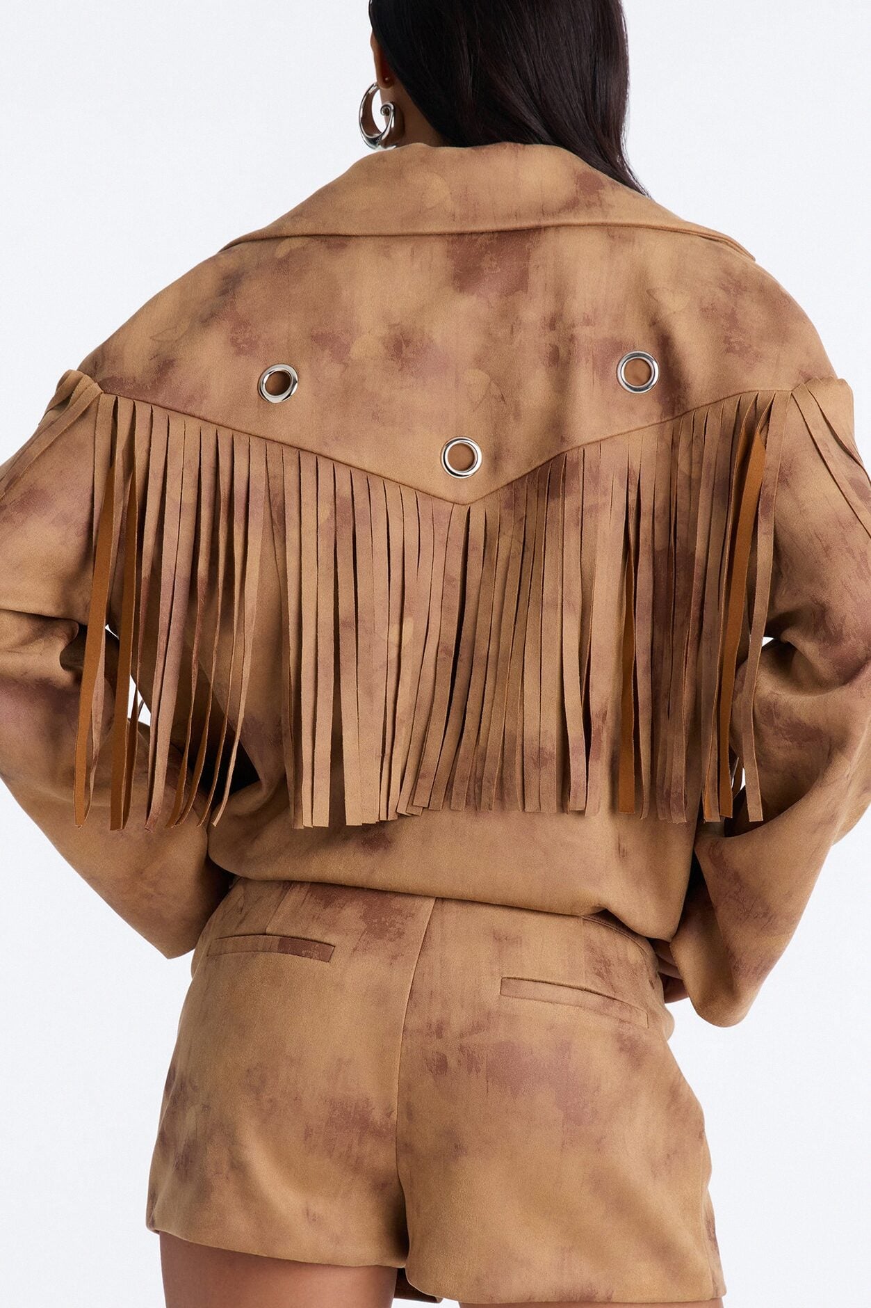 Sophia Faux Suede Belted Micro Short Set - Khaki image 4