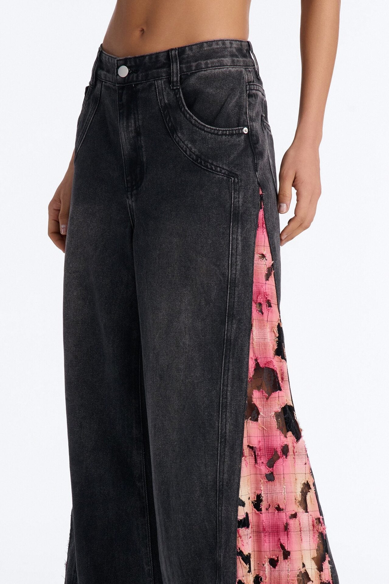 Pure Emotion Mid Rise Wide Leg Jeans - Black Wash image 4