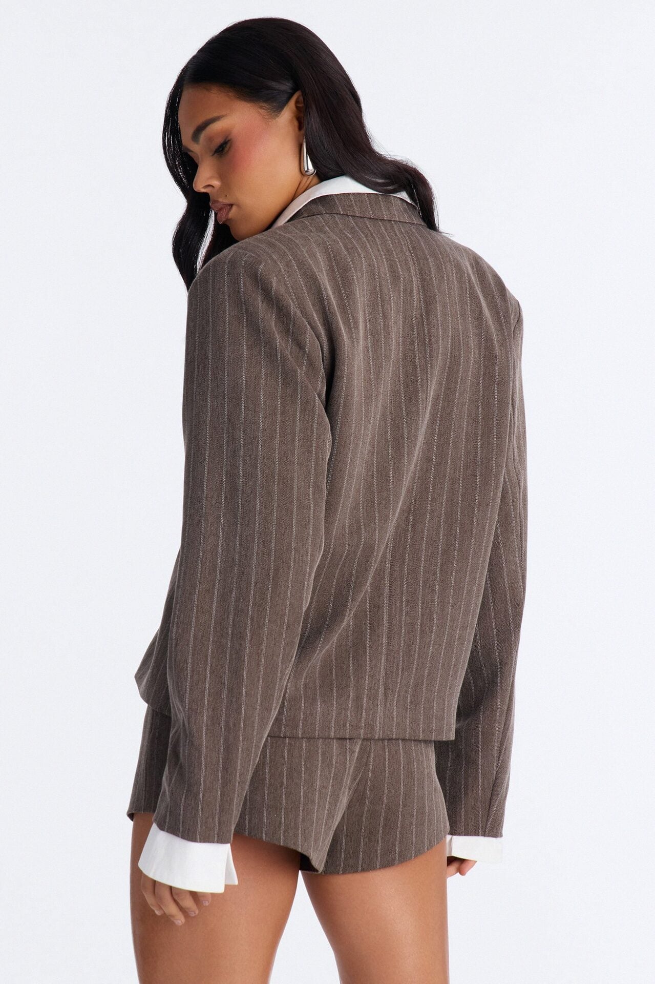 So Much Tea Pinstripe Blazer - Brown image 4