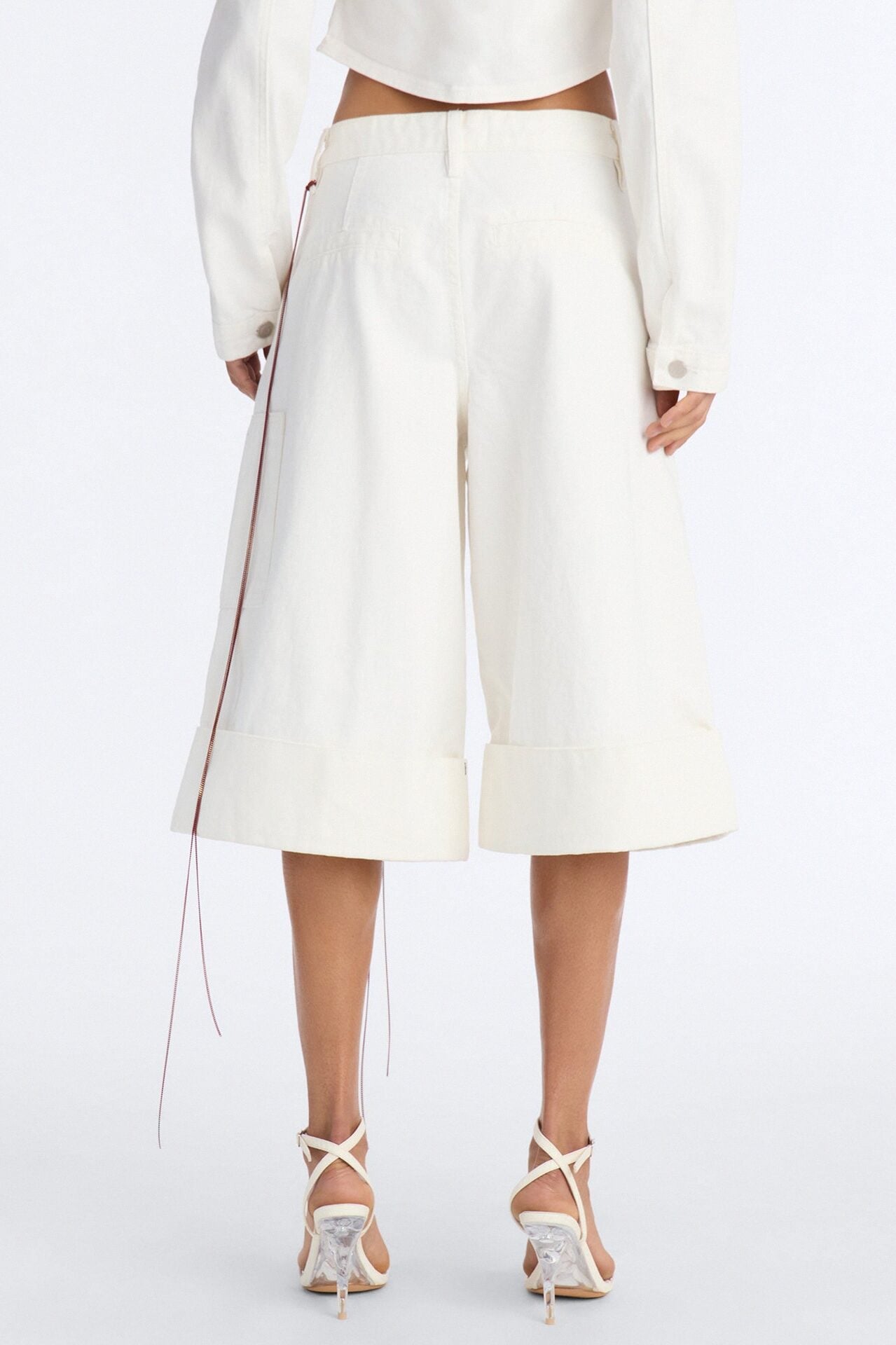Chain Reaction Cuffed Culotte Jeans - White image 4