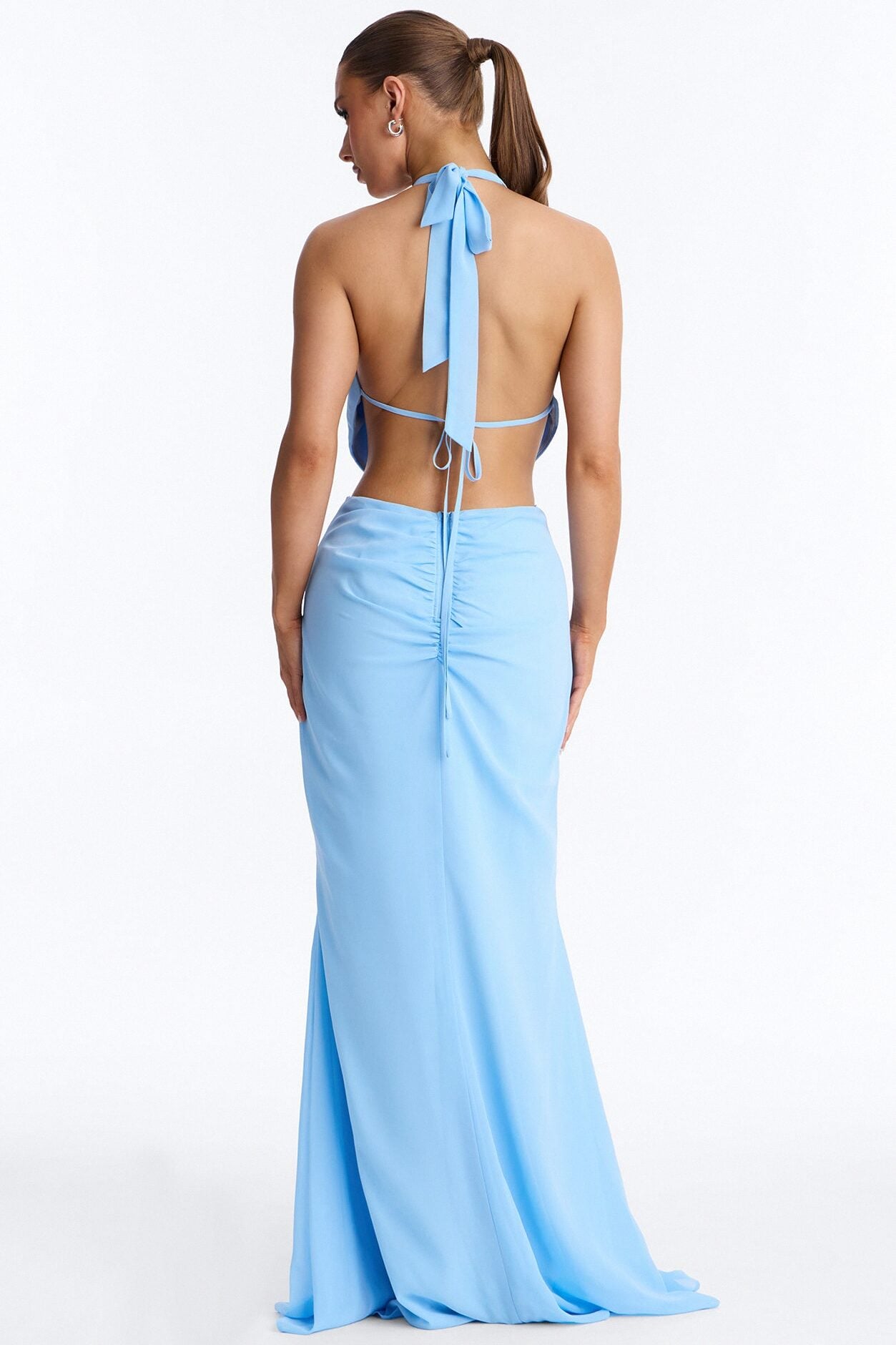 Daliah Backless Chiffon Maxi Dress - Blue image 4
