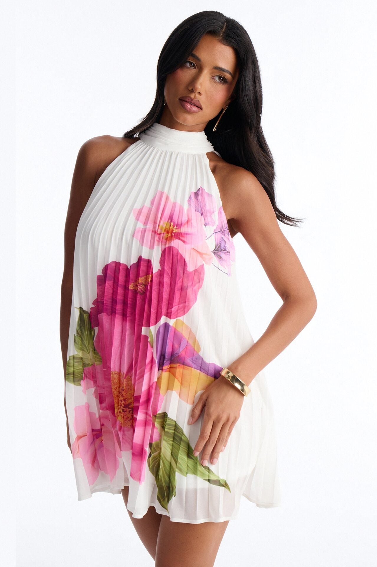 Juliana Sleeveless Chiffon Mini Dress - Ivory image 1