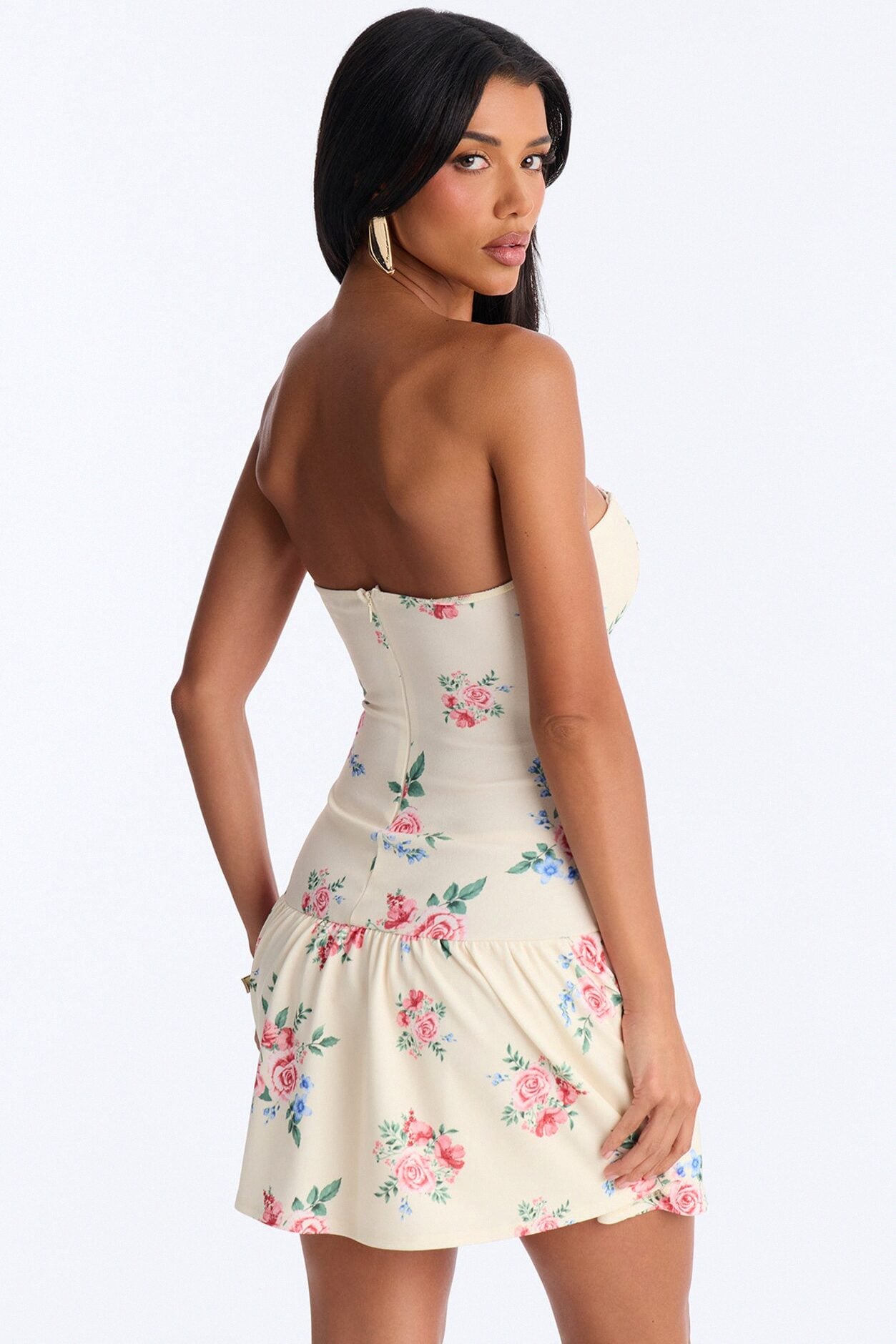 Kaylani Strapless Floral Mini Dress - Ivory image 3