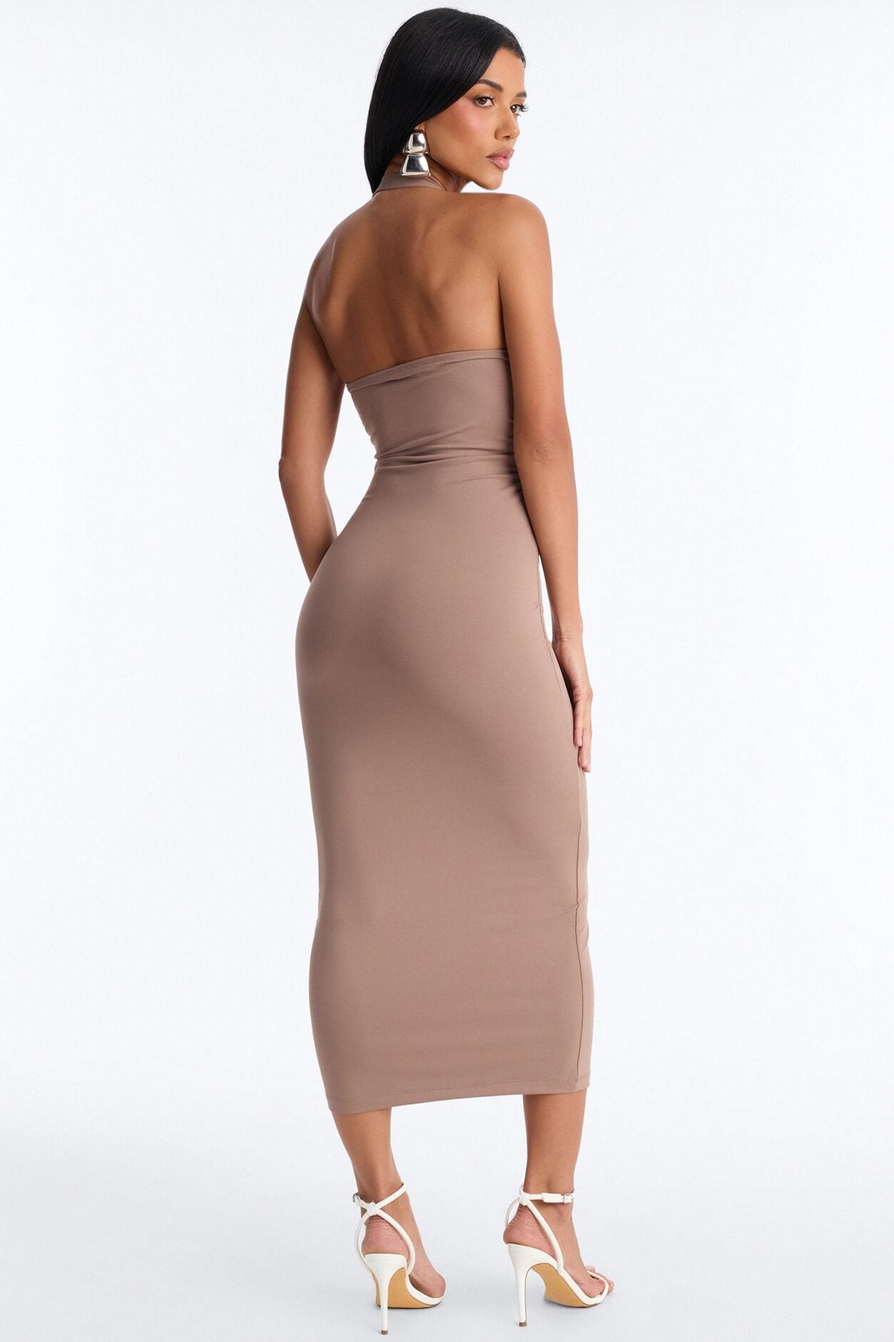 Melanie Buckle Halter Midi Dress - Mocha image 4