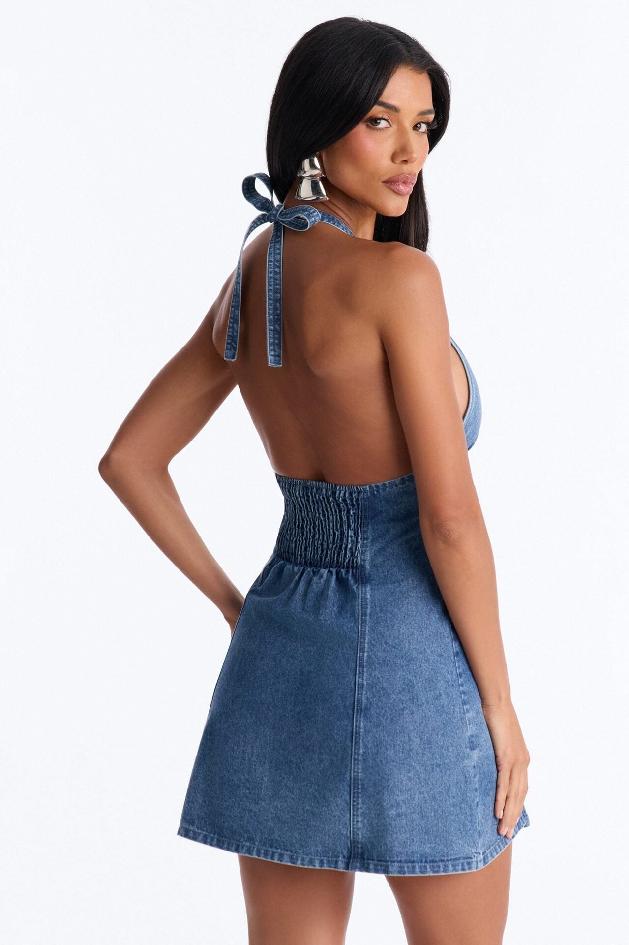 Maisy Halter Denim Mini Dress - Denim image 4