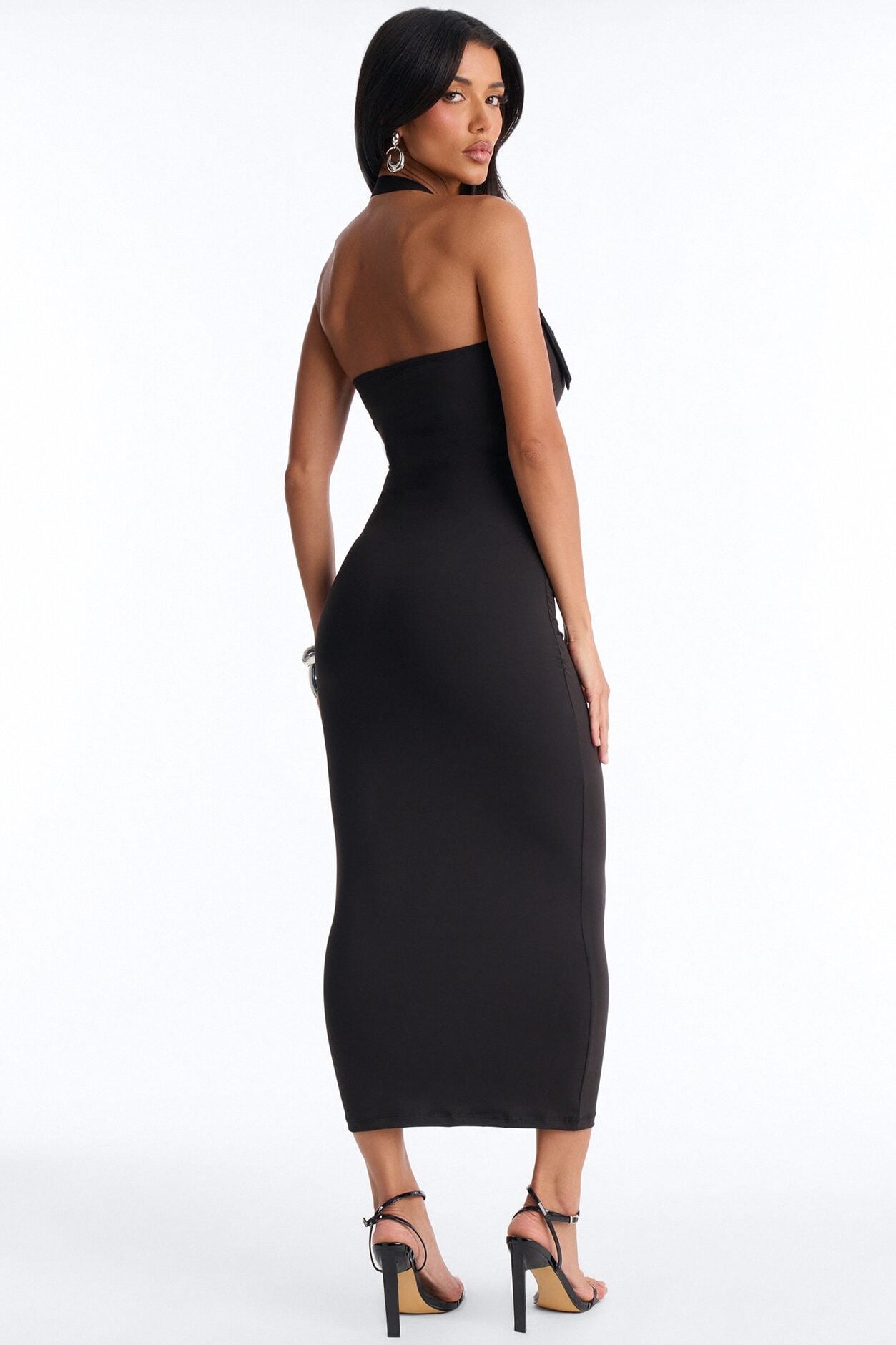 Melanie Buckle Halter Midi Dress - Black image 4