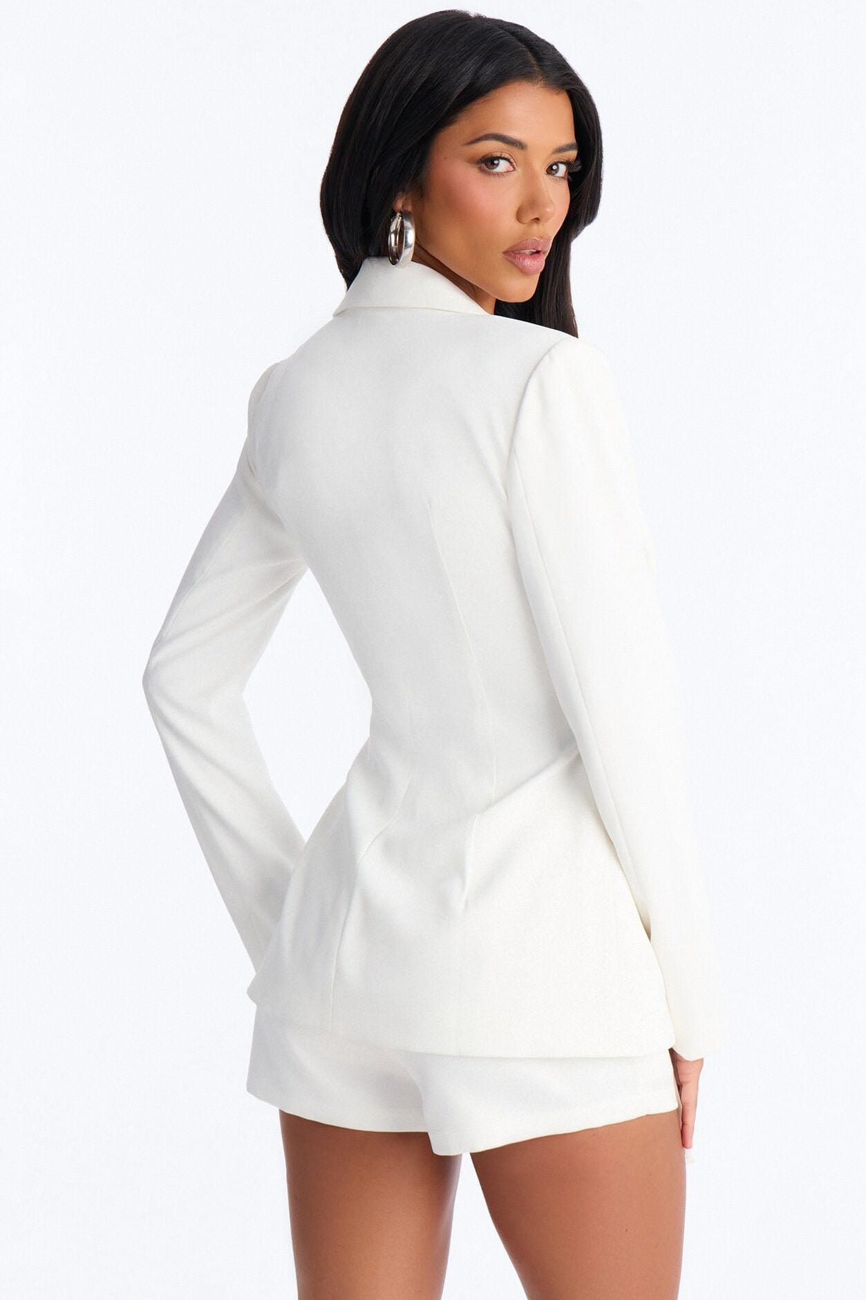Cheyenne Crepe Woven Lace Up Blazer - Ivory image 5