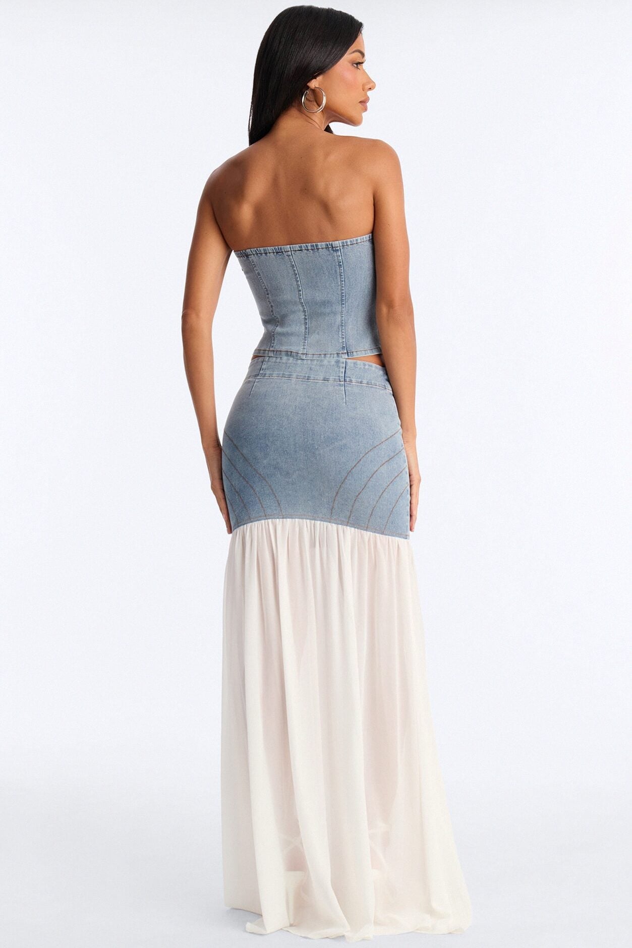 Jane Denim Strapless Maxi Skirt Set - Denim image 4