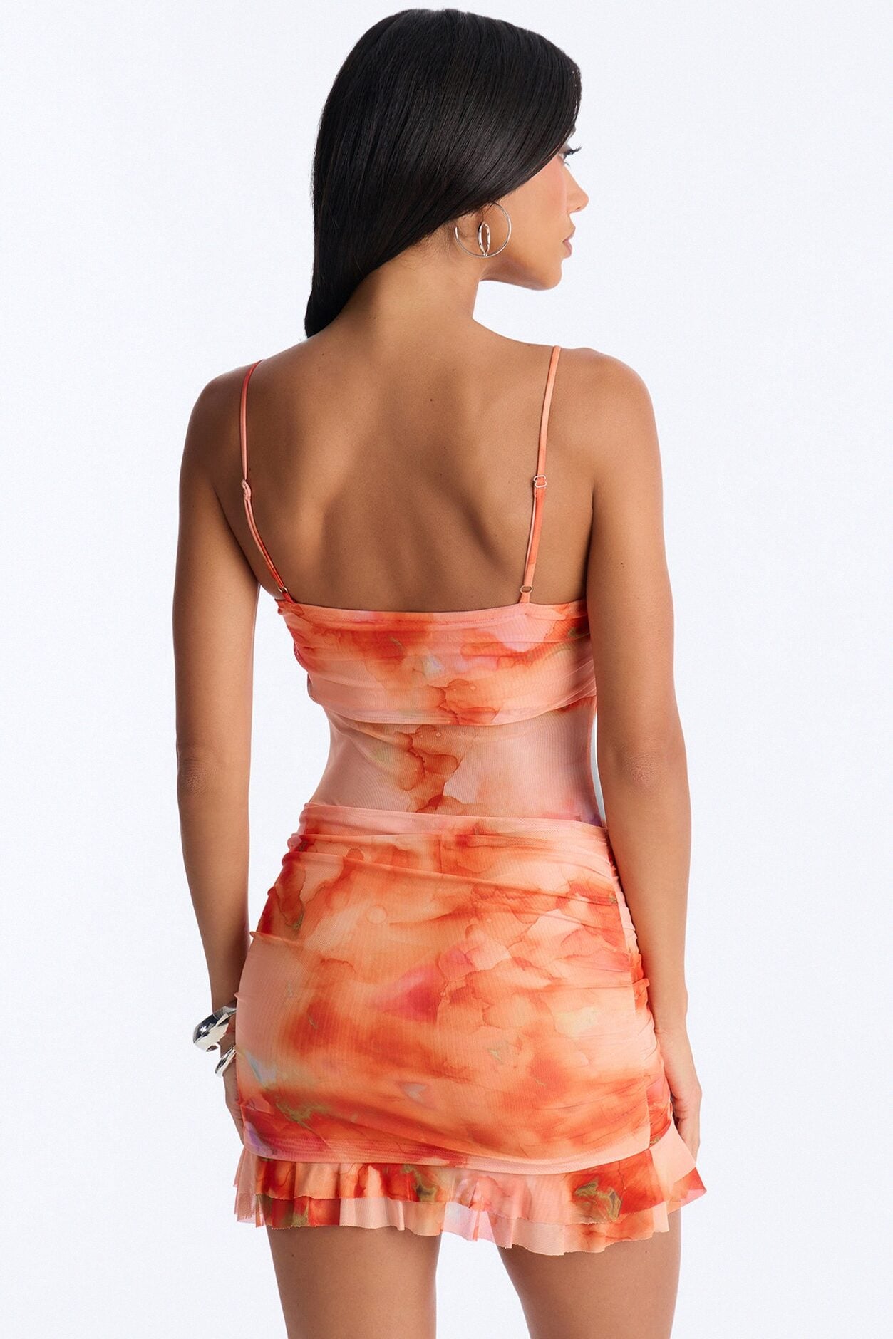 Cora Tie Dye Mesh Mini Dress - Orange image 4