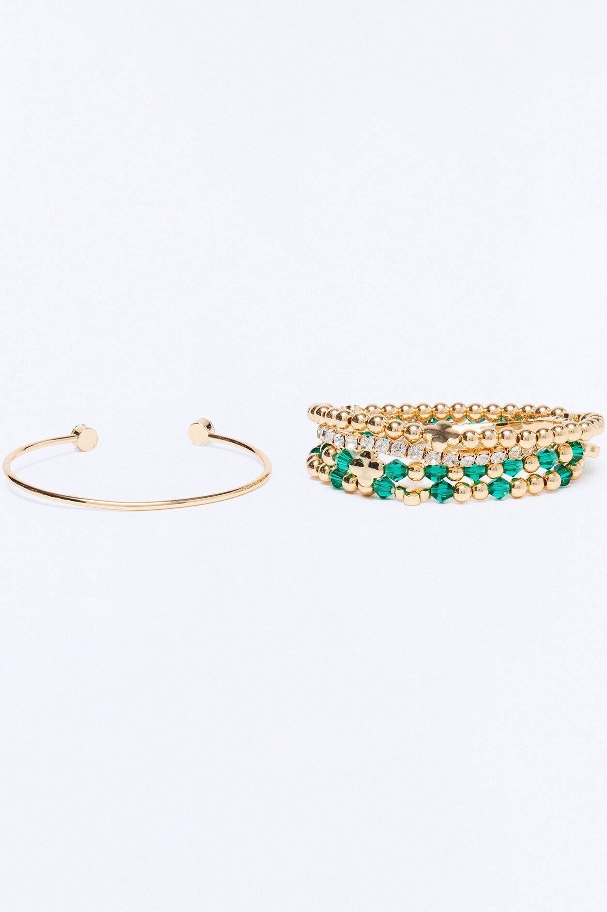Counting On You 5pc Bracelet Set - Gold/Green image 3