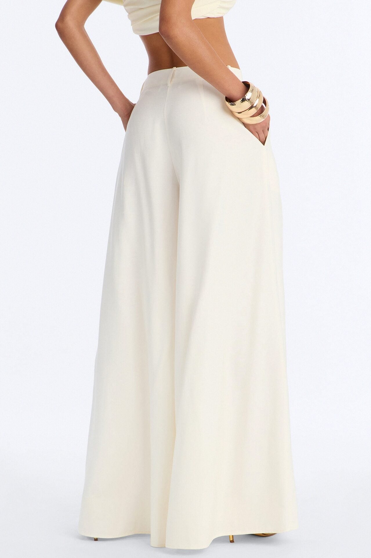 Settled In Pleated Wide Leg Pant 33″ - White image 4