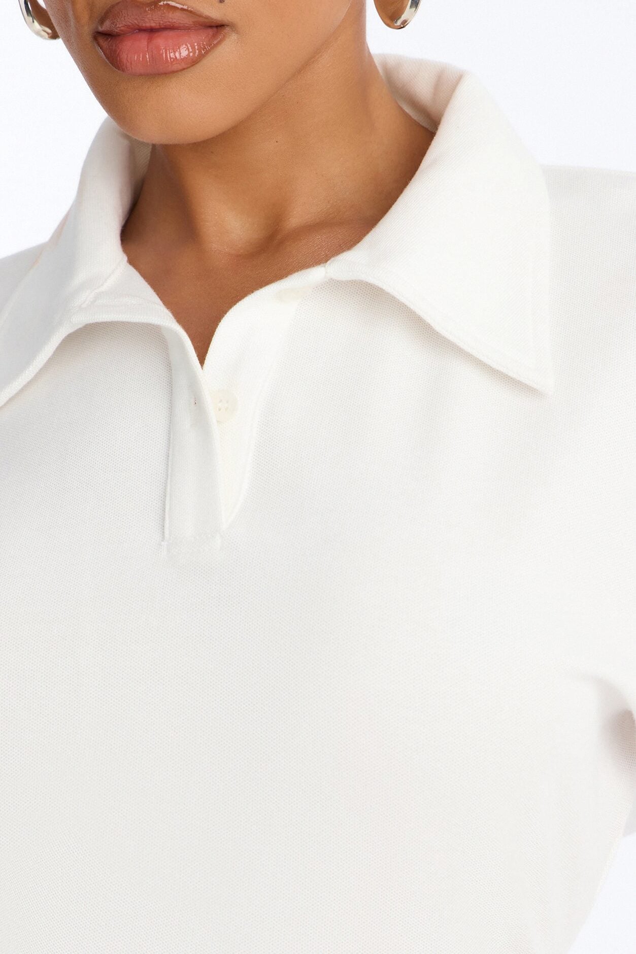 Street Serve Cinched Short Sleeve Polo Top - White image 3