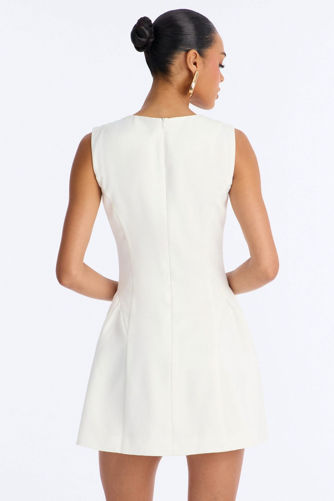 Elsie Sleeveless Button Up Mini Dress - White image 4