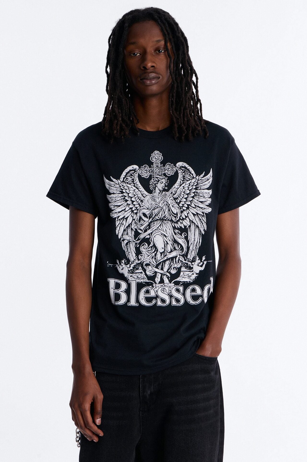 La Familia Blessed Angel Short Sleeve Tee - Black image 1