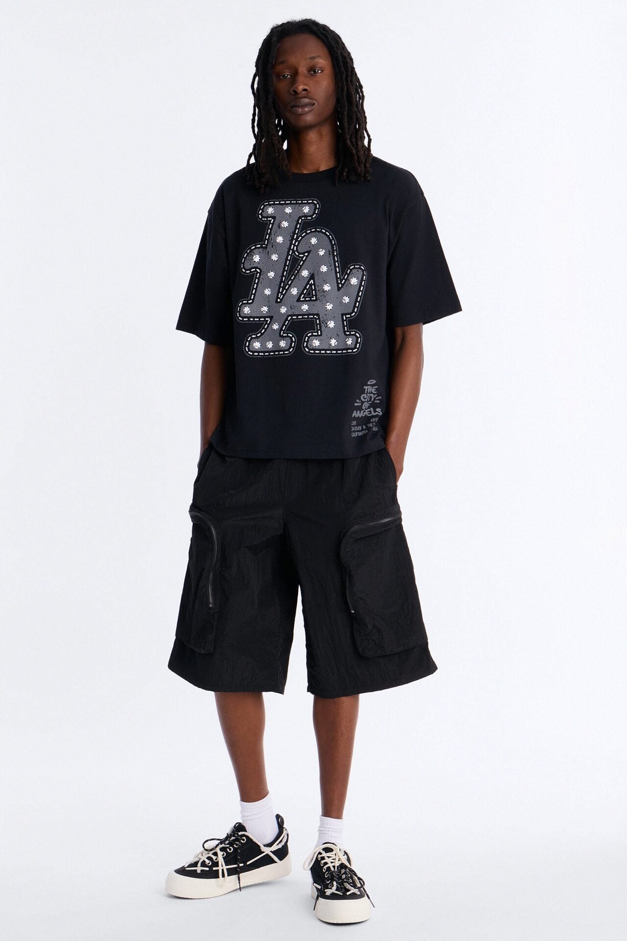 LA Hustle District Boxy Short Sleeve Tee - Black image 2