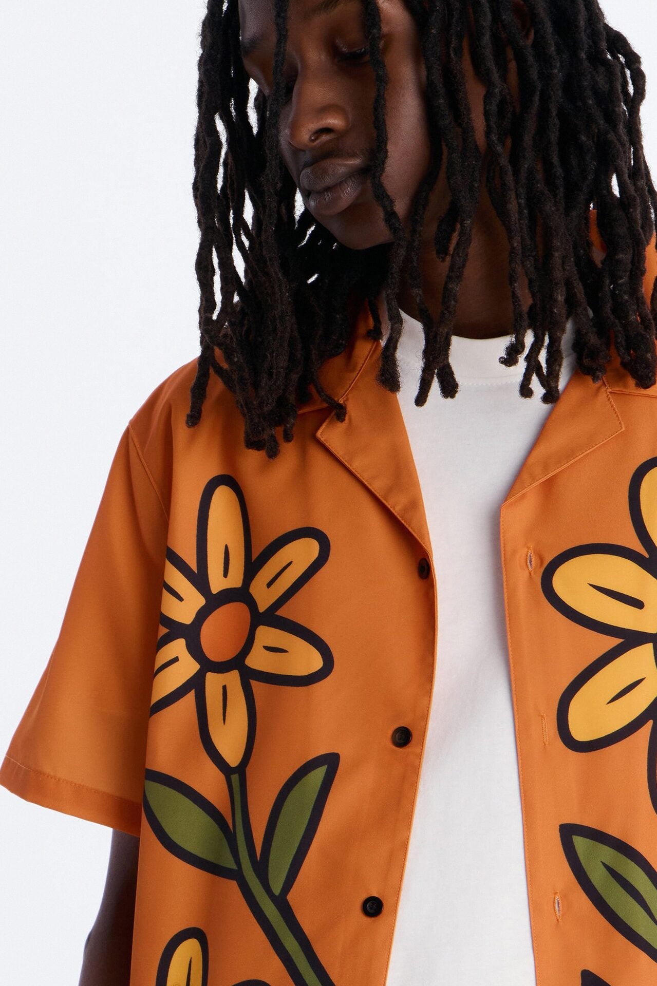 Relaxed Golden Sunshine Petals Button Up Shirt - Orange image 3
