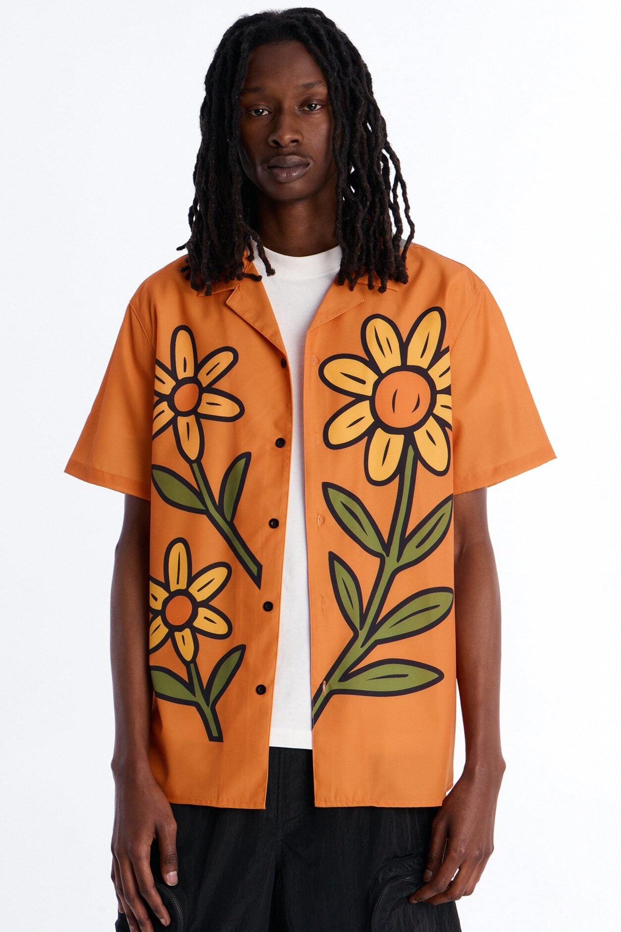 Relaxed Golden Sunshine Petals Button Up Shirt - Orange image 1