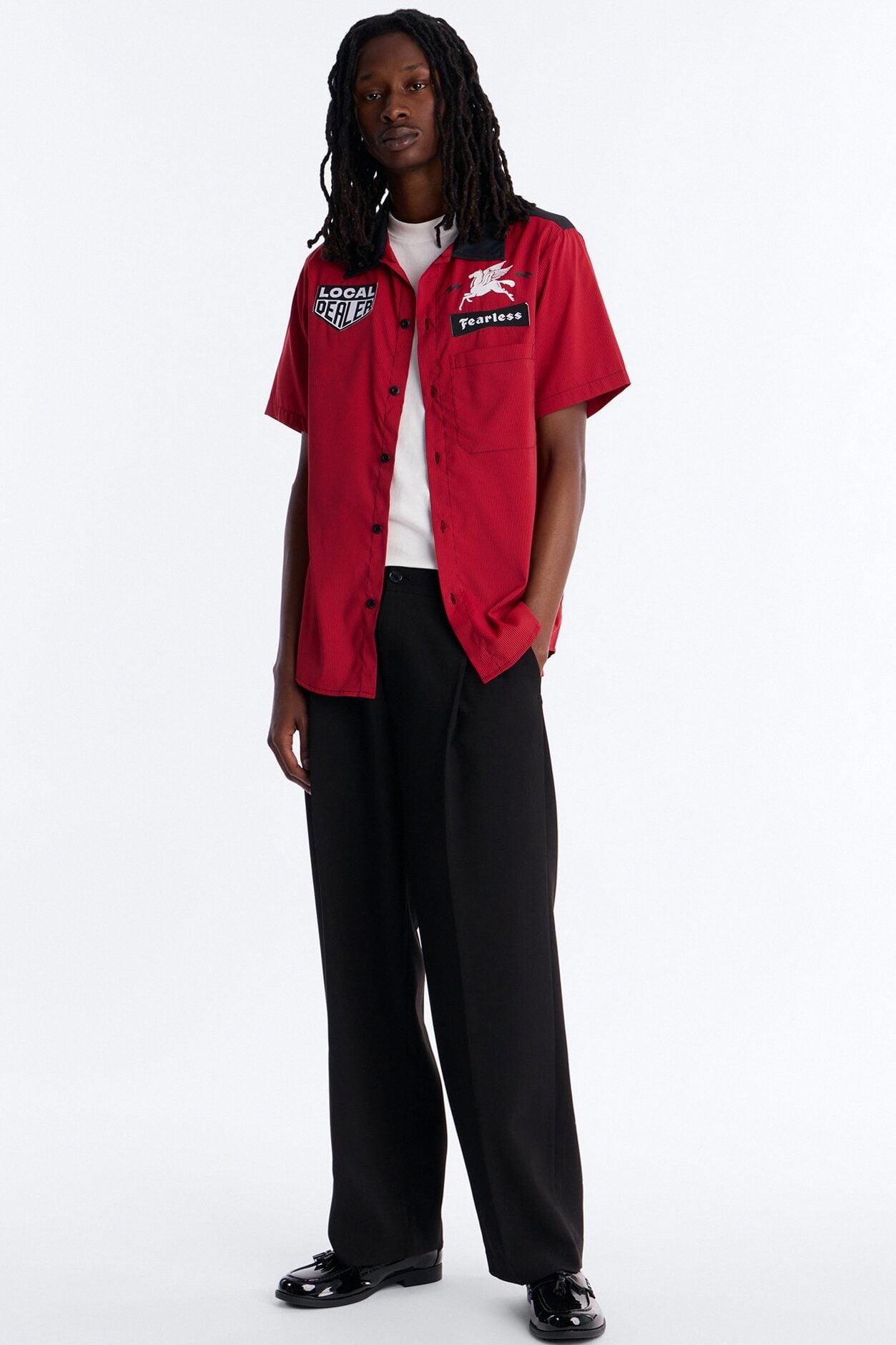 Local Dealer Striped Button Up Shirt - Red image 2