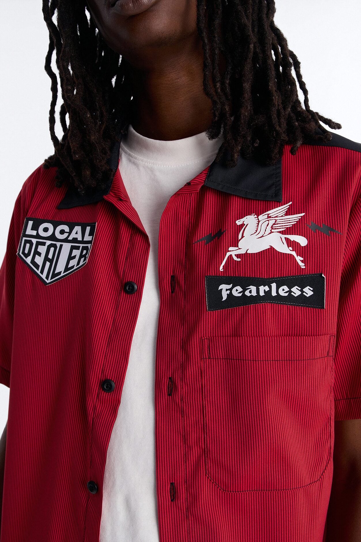 Local Dealer Striped Button Up Shirt - Red image 3
