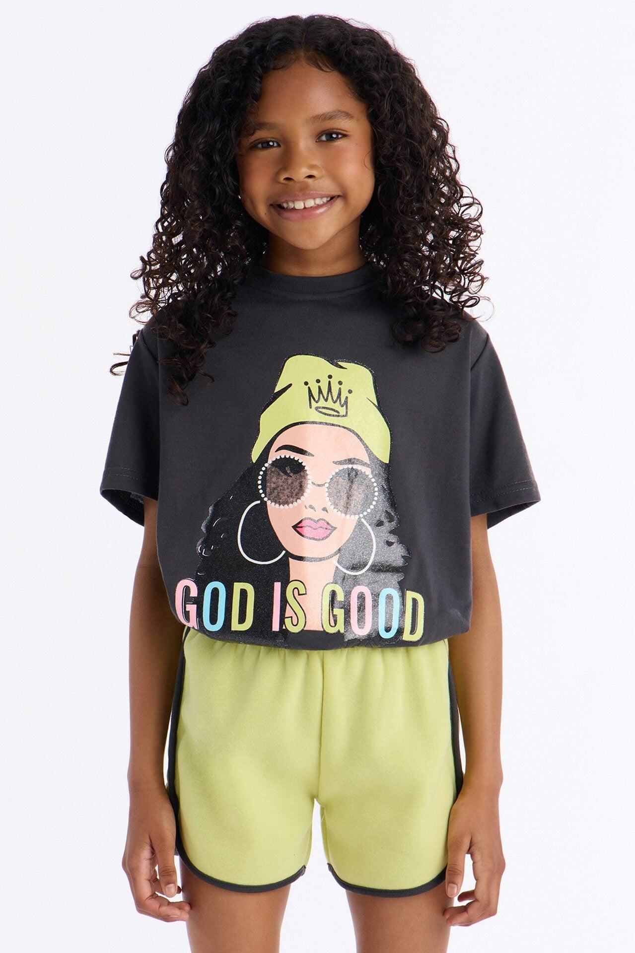 Mini God Is Good Short Set - Yellow/combo image 2