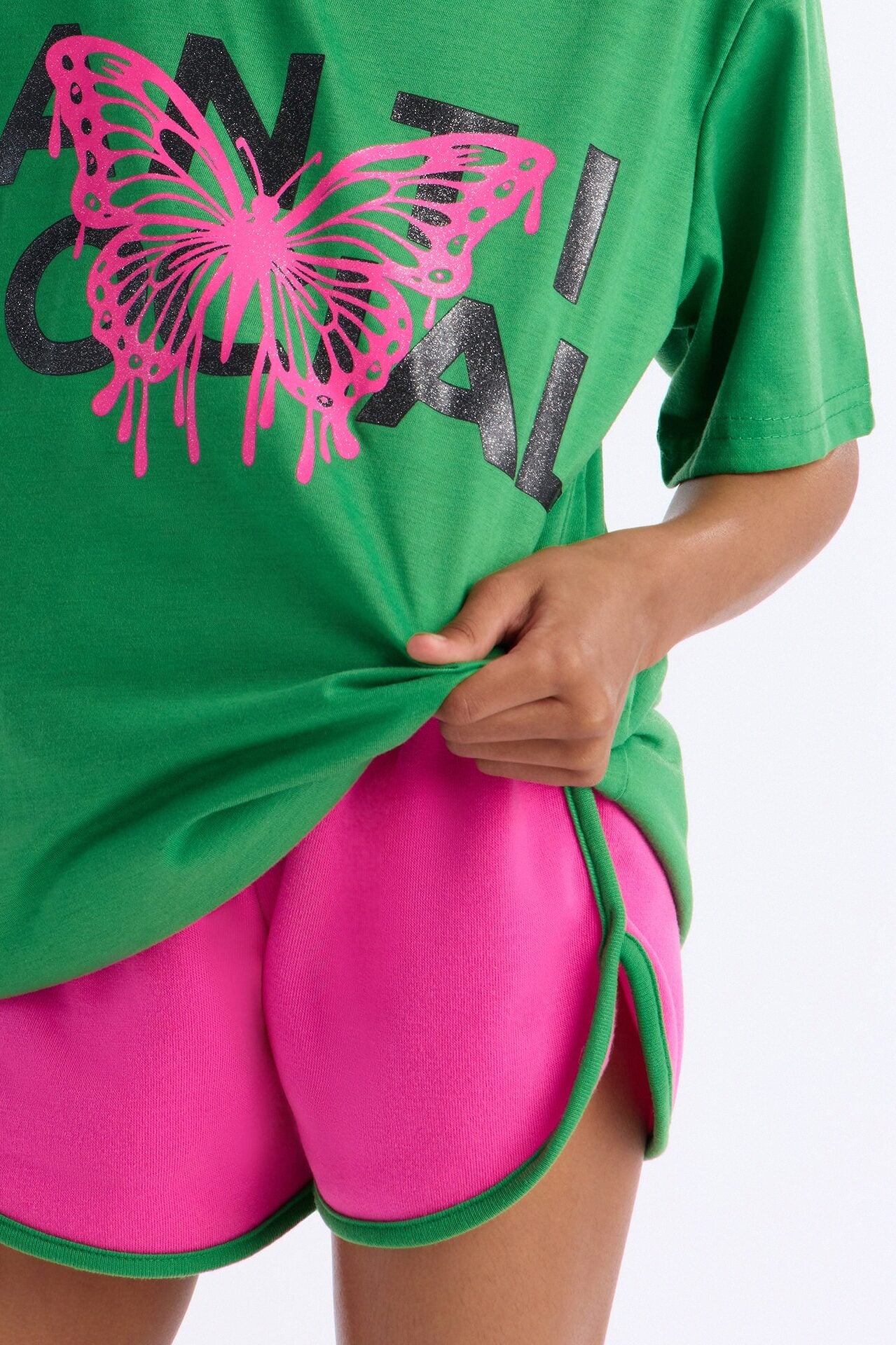 Mini Anti Social Short Set - Green/combo image 3