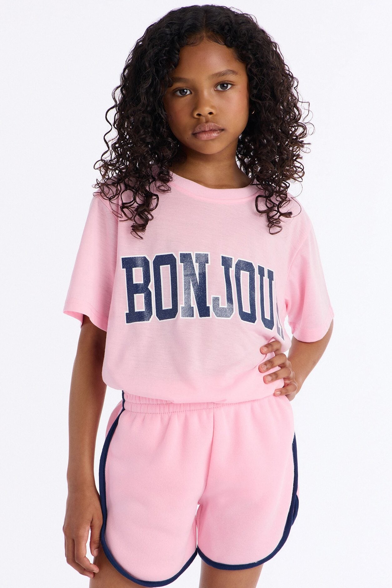 Mini Bon Jour Short Set - Pink image 2