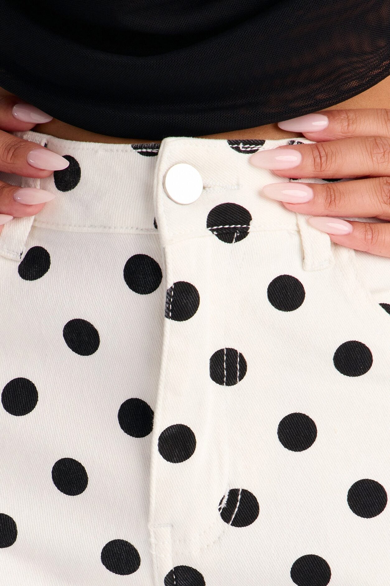 On The Dot Printed Wide Leg Jeans - White/combo image 3