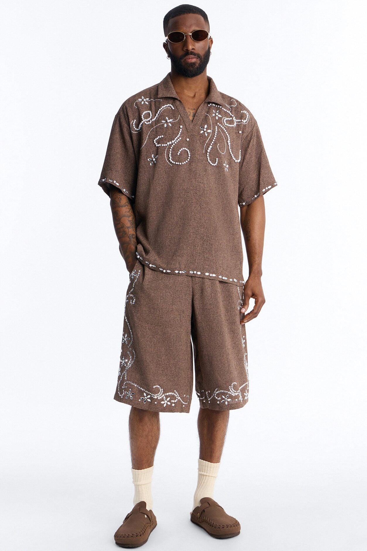 Wanderlust Pearl Journey Johnny Collar Polo - Brown image 2
