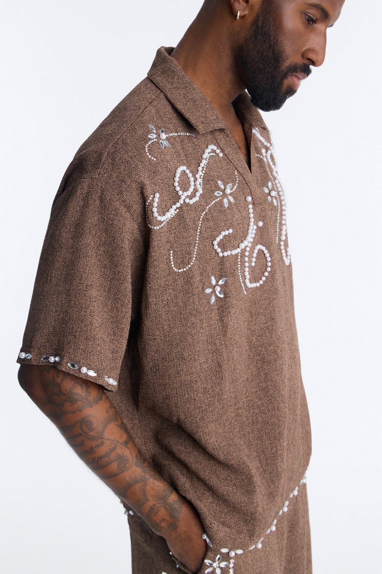 Wanderlust Pearl Journey Johnny Collar Polo - Brown image 3