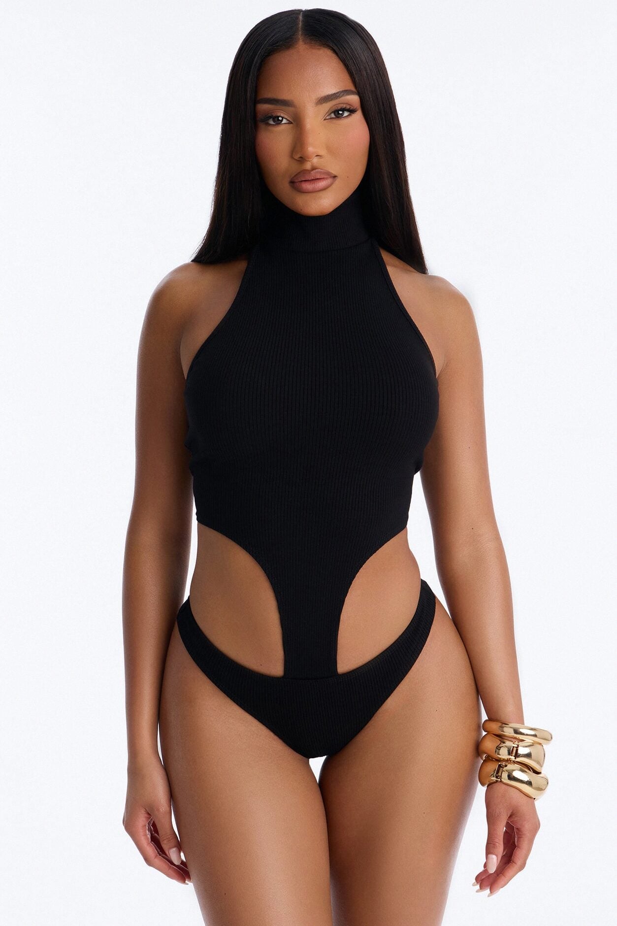 Shayla Snatched High Neck Maxi Skirt Set - Black image 2
