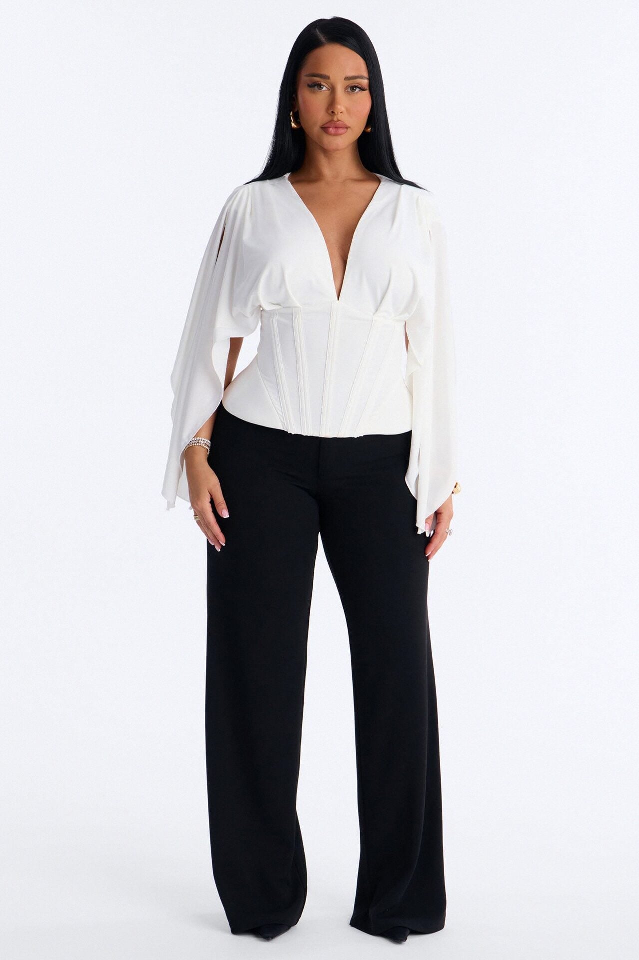 Maribella Corset Short Sleeve Top - White image 2