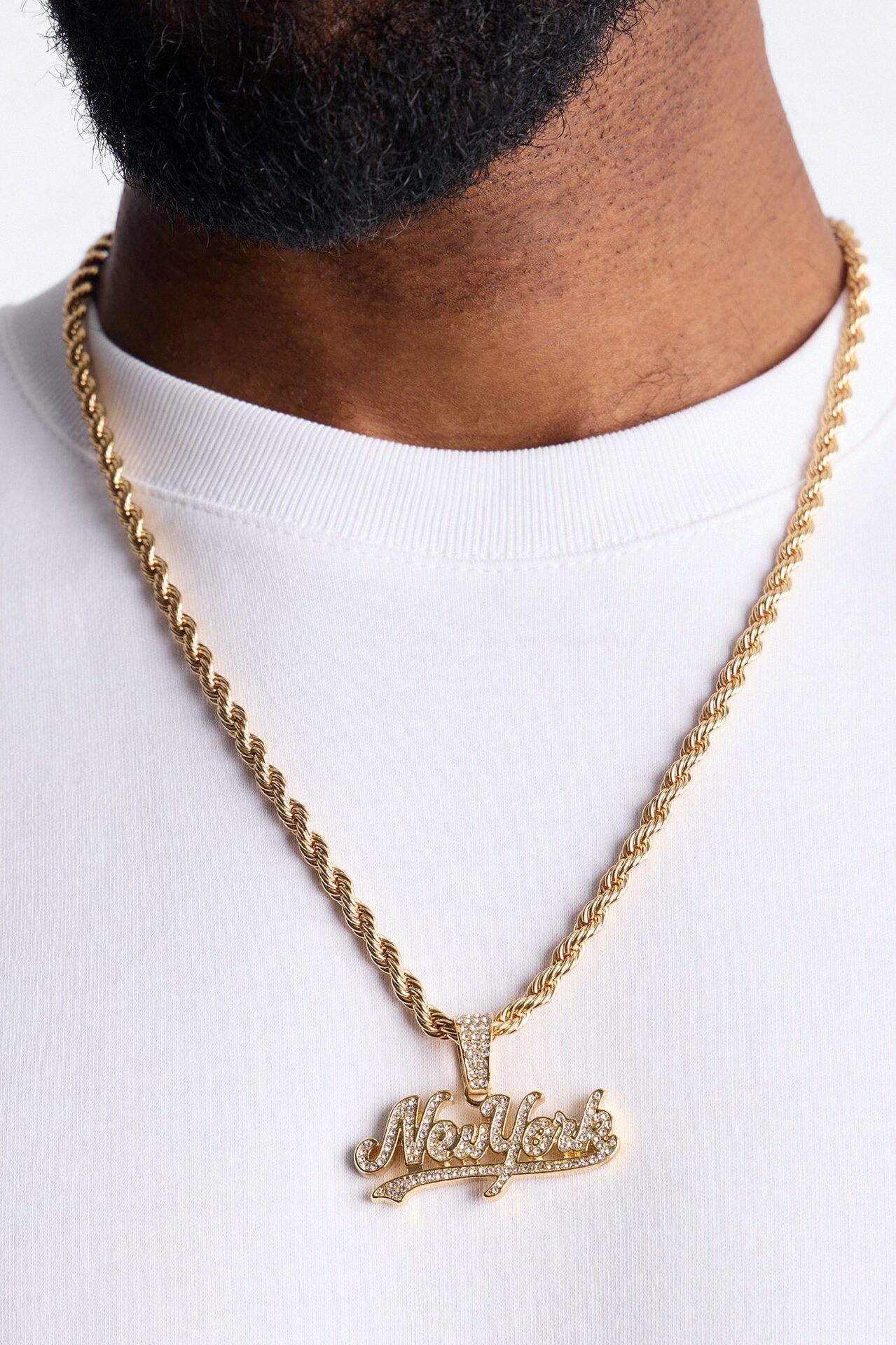 New York Iced Pendant Necklace - Gold image 1