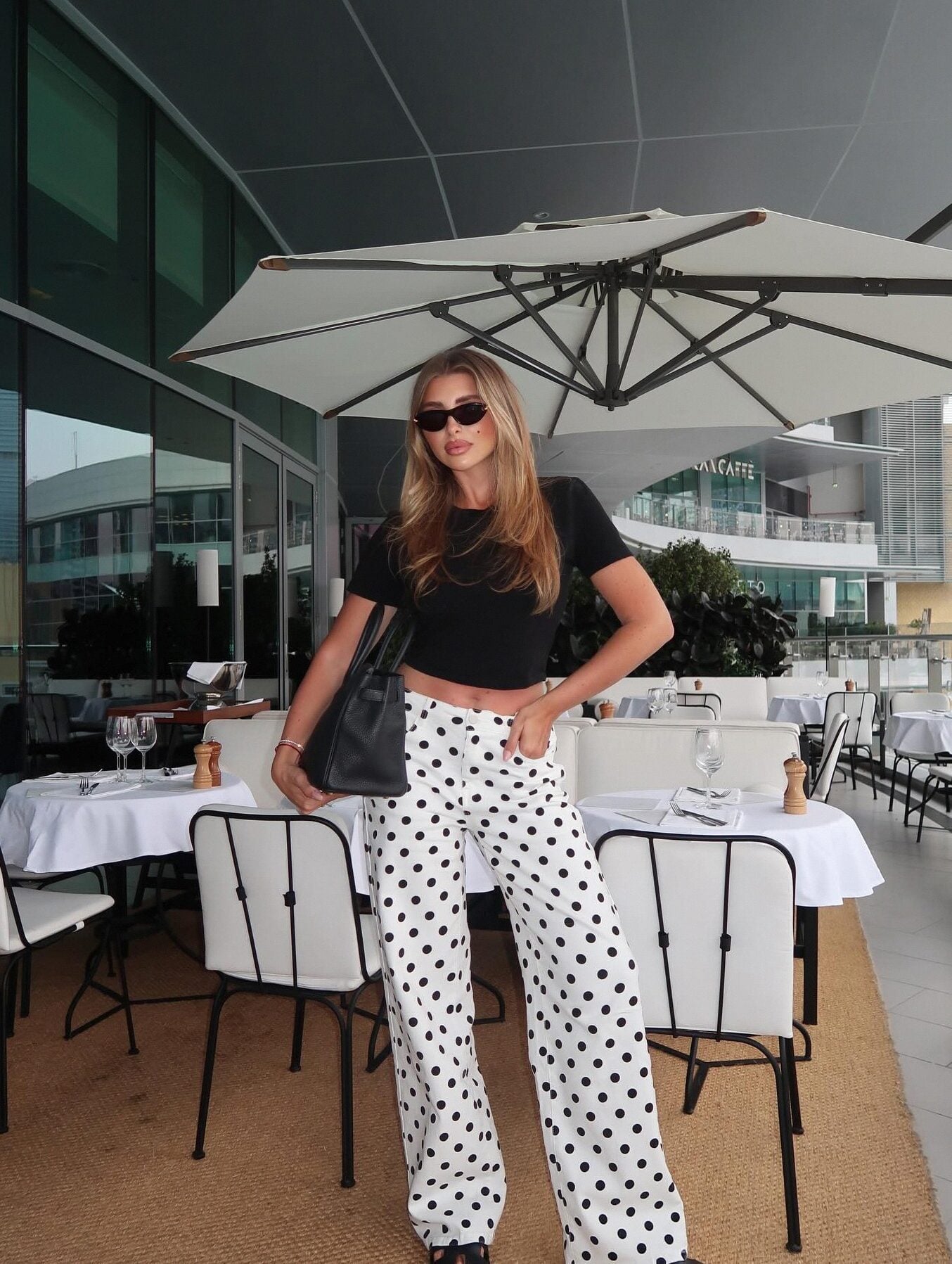 On The Dot Printed Wide Leg Jeans - White/combo image 5