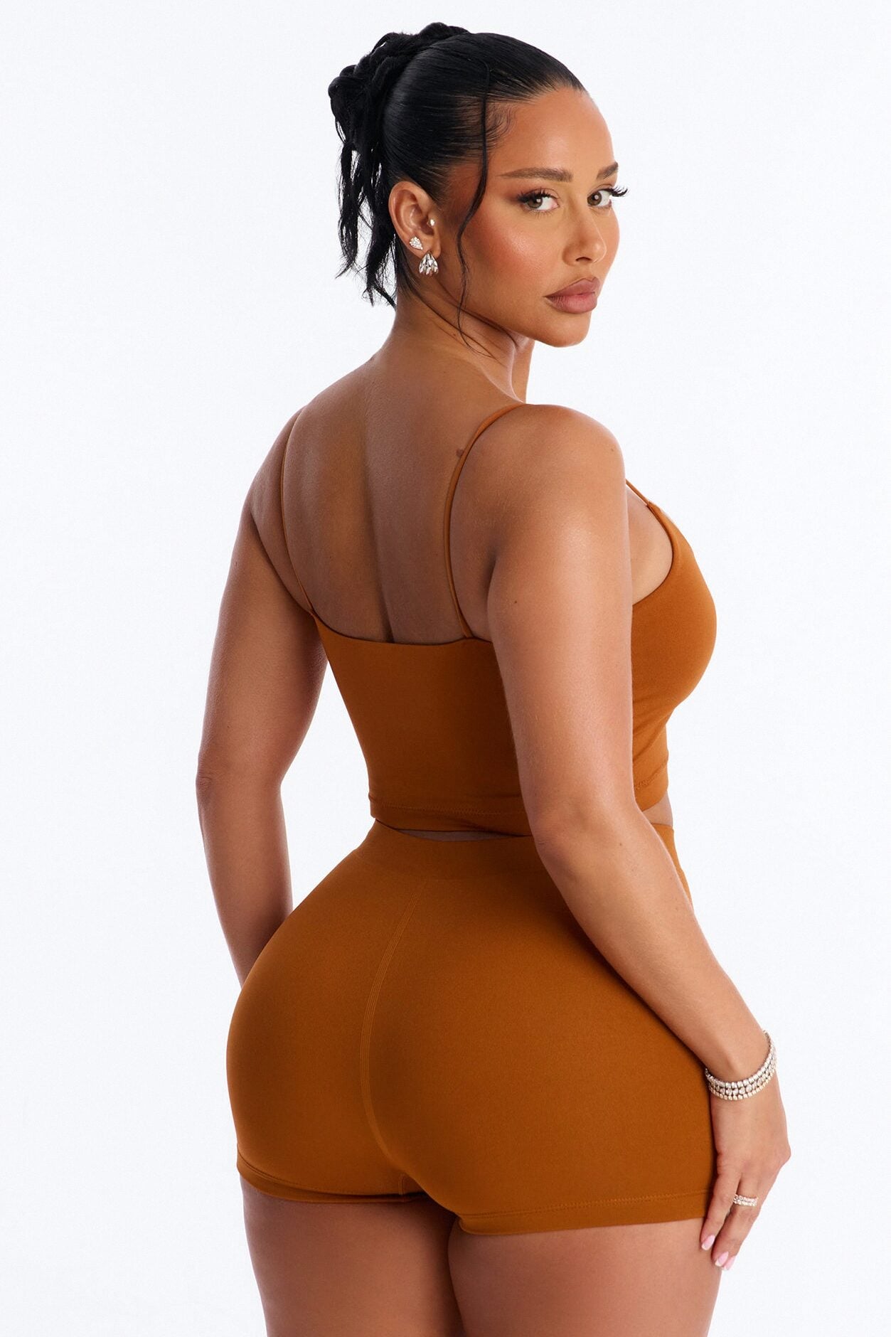 Seamless Smooth Base Layer Double Lined Cami Crop Top - Copper image 4