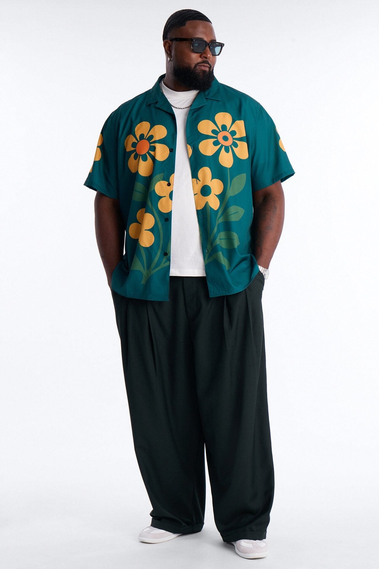 Relaxed Forest Bloom Button Up Shirt - Green image 6