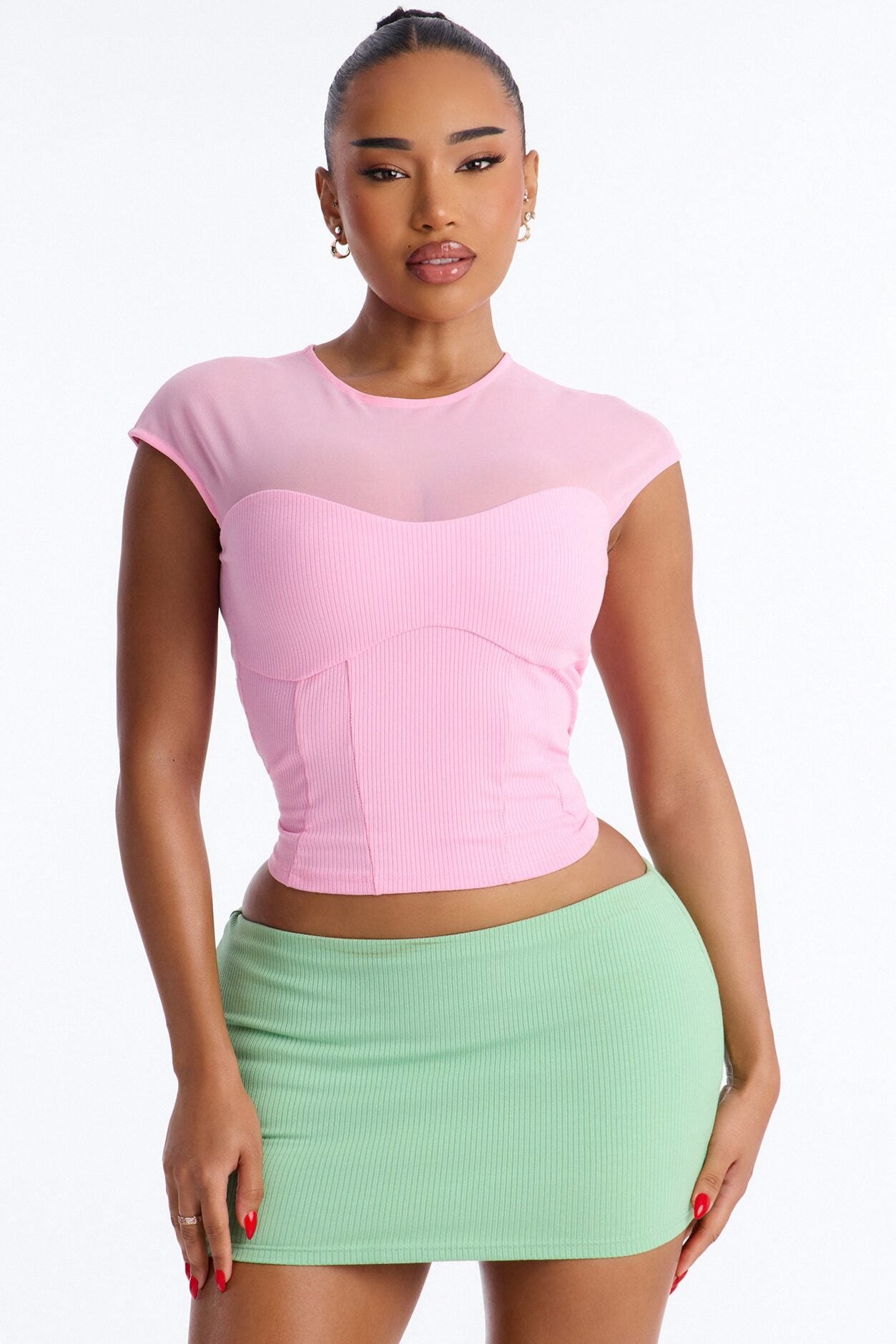 Scarlett Snatched Mini Skort Set - Pink/combo image 2