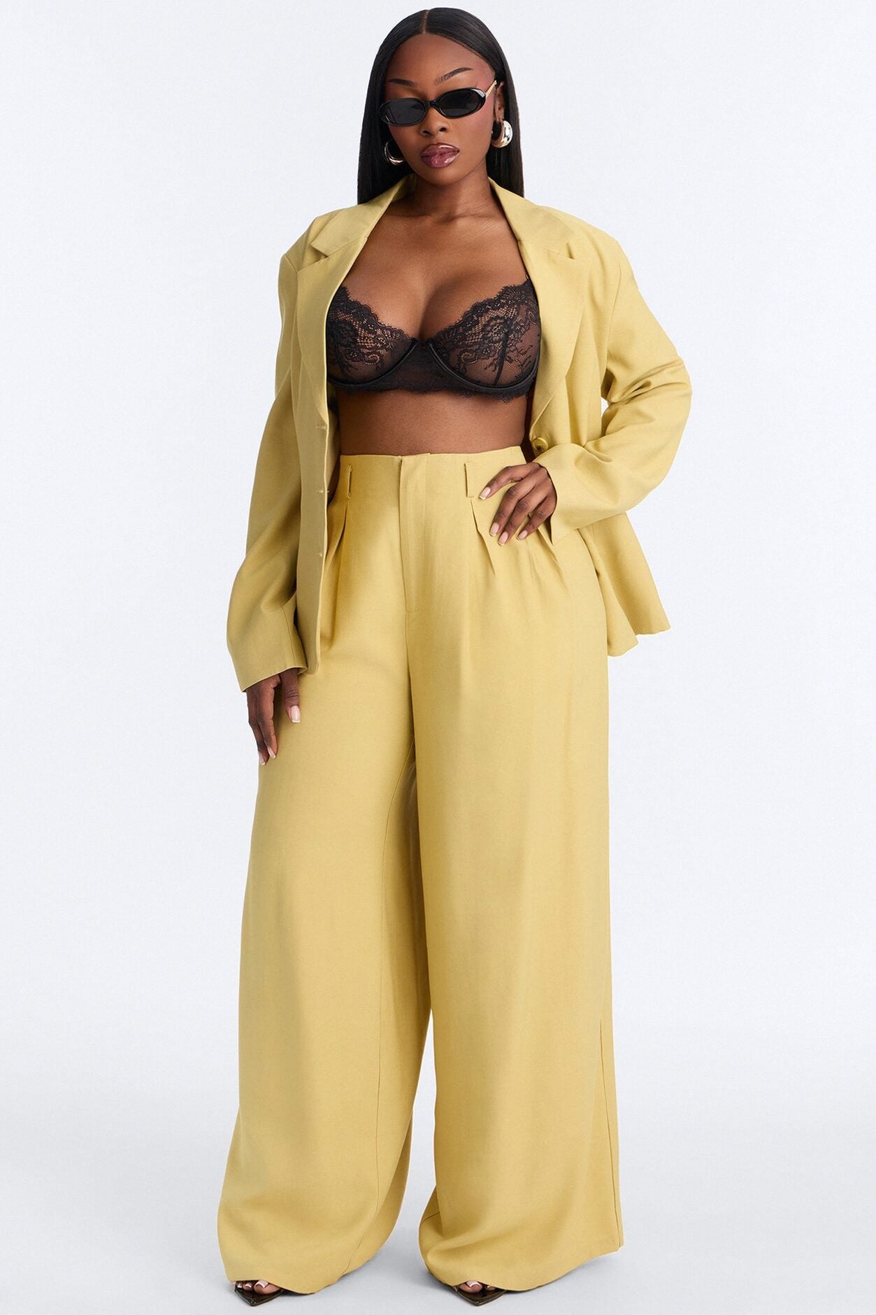 Elyse Linen High Rise Pleated Trousers - Honey image 1