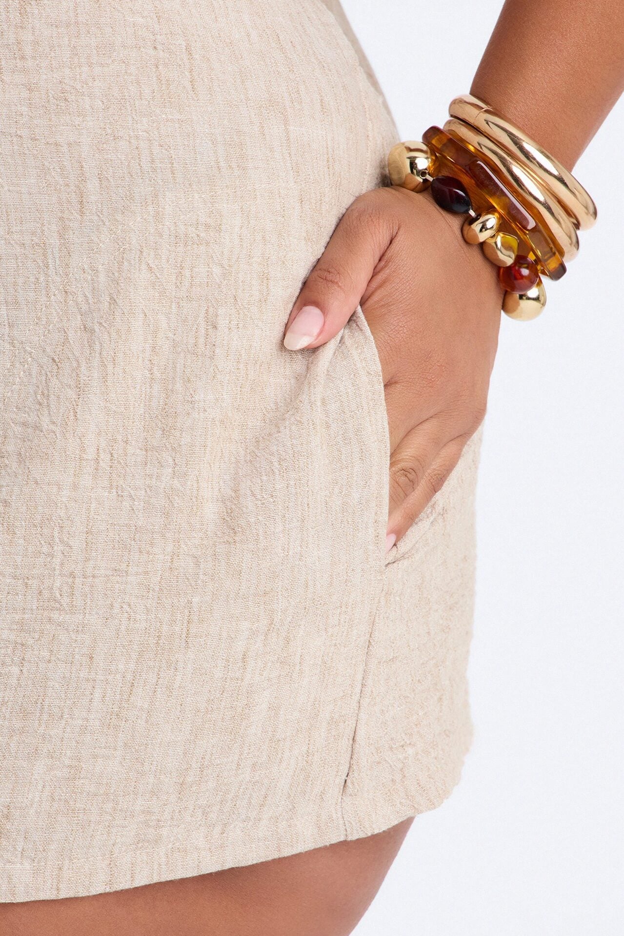 Jeanie Flowy Linen Romper - Tan image 8