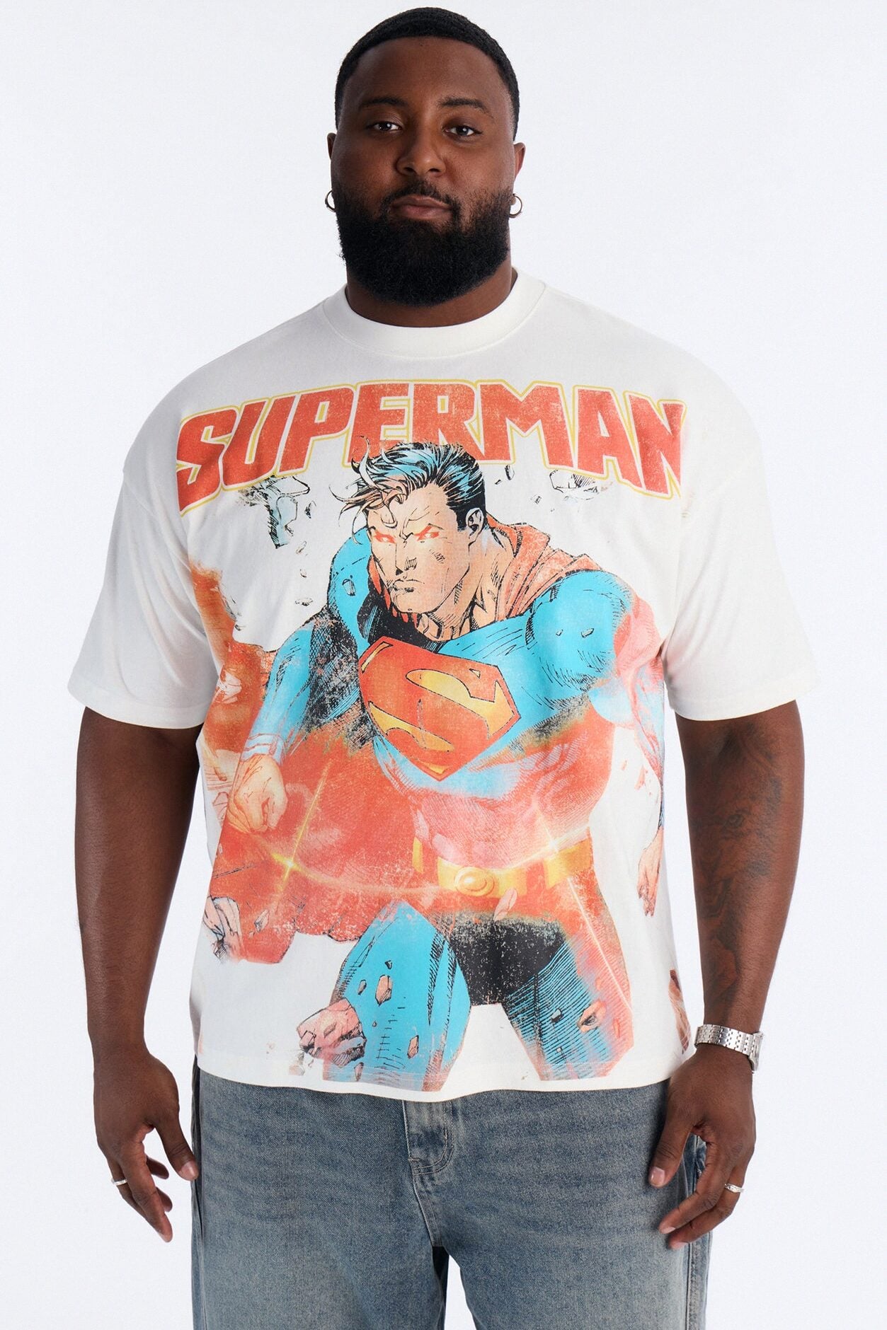 DC Superman Heavy Weight Boxy Short Sleeve Tee - White image 5