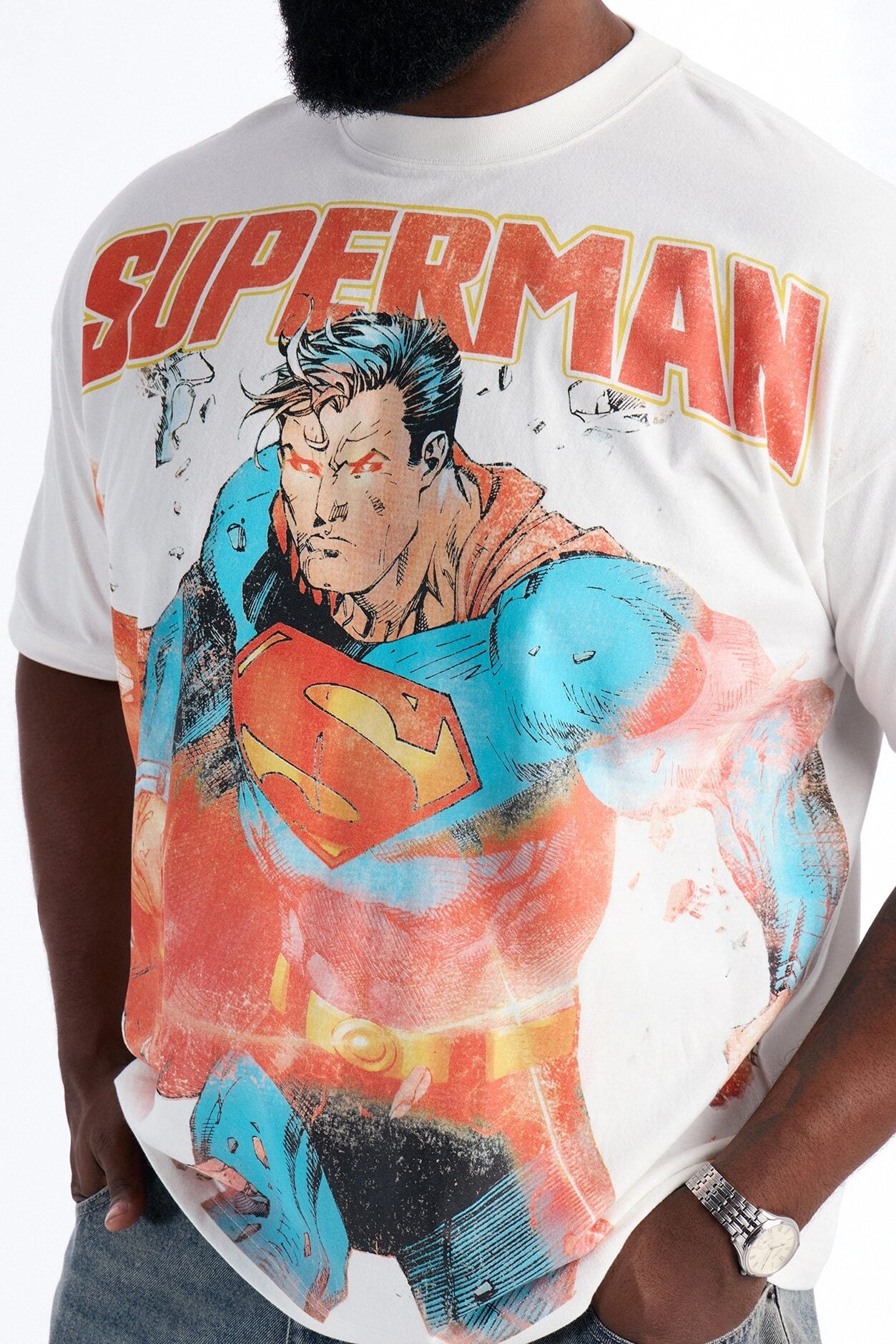 DC Superman Heavy Weight Boxy Short Sleeve Tee - White image 7