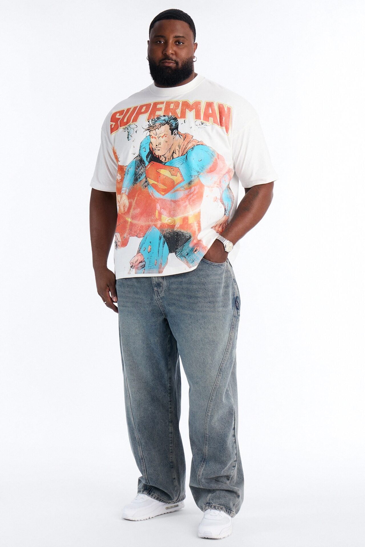 DC Superman Heavy Weight Boxy Short Sleeve Tee - White image 6