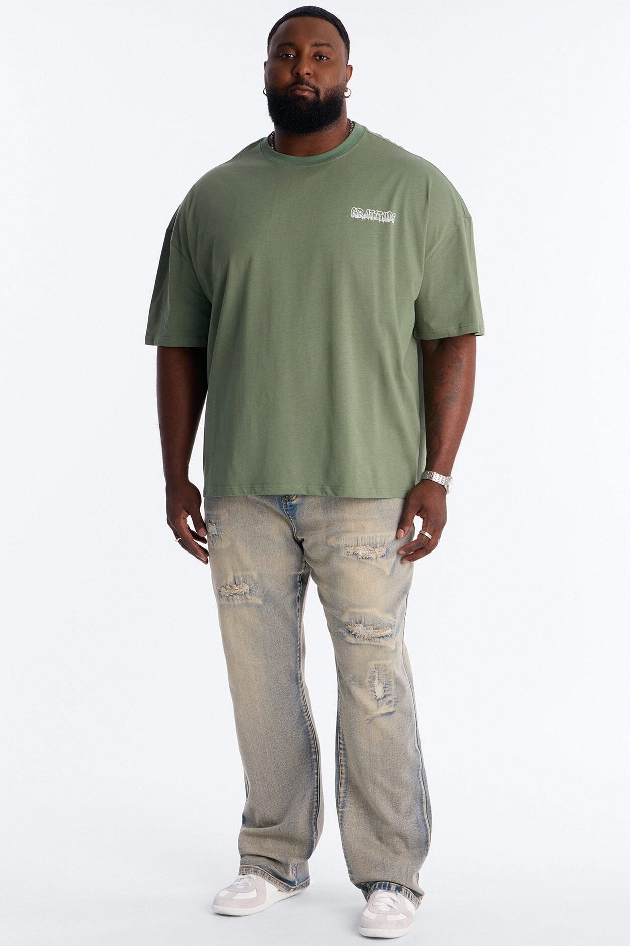 Gratitude Heavy Weight Oversized Short Sleeve Tee - Olive image 5