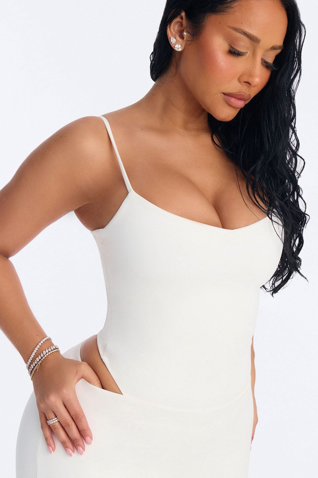 Bianca Matte Form Double Lined Low Rise Capri Set - White image 4